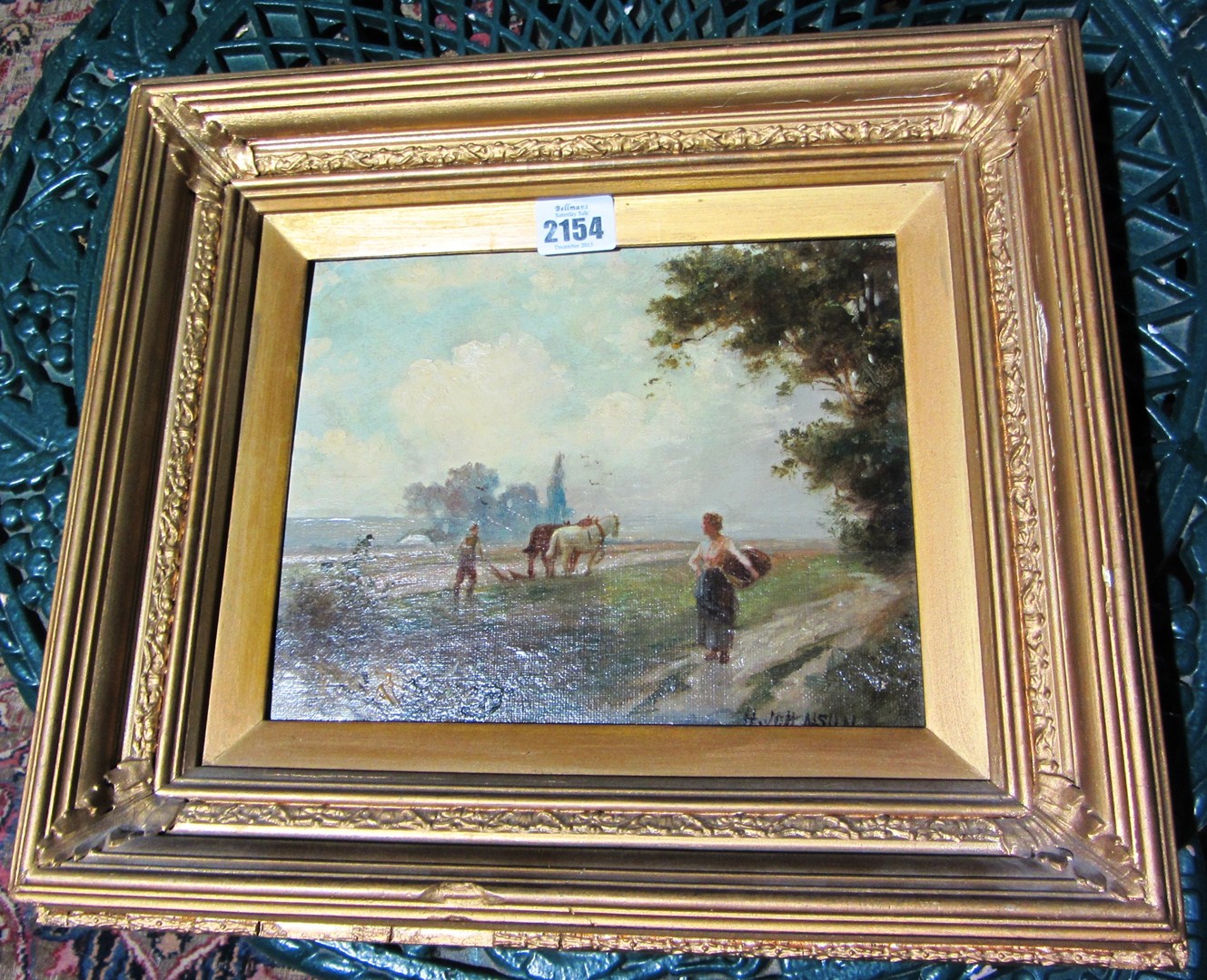 Appraisal: H Johnson early th century Ploughing time oil on canvasboard