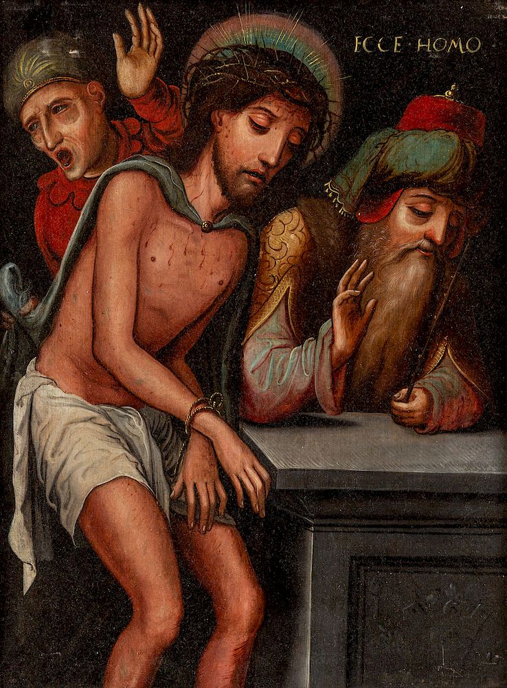 Appraisal: TH CENTURY FLEMISH ARTIST TH CENTURY FLEMISH ARTIST Ecce Homo