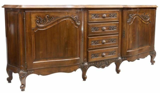 Appraisal: French Louis XV style walnut sideboard early th c four