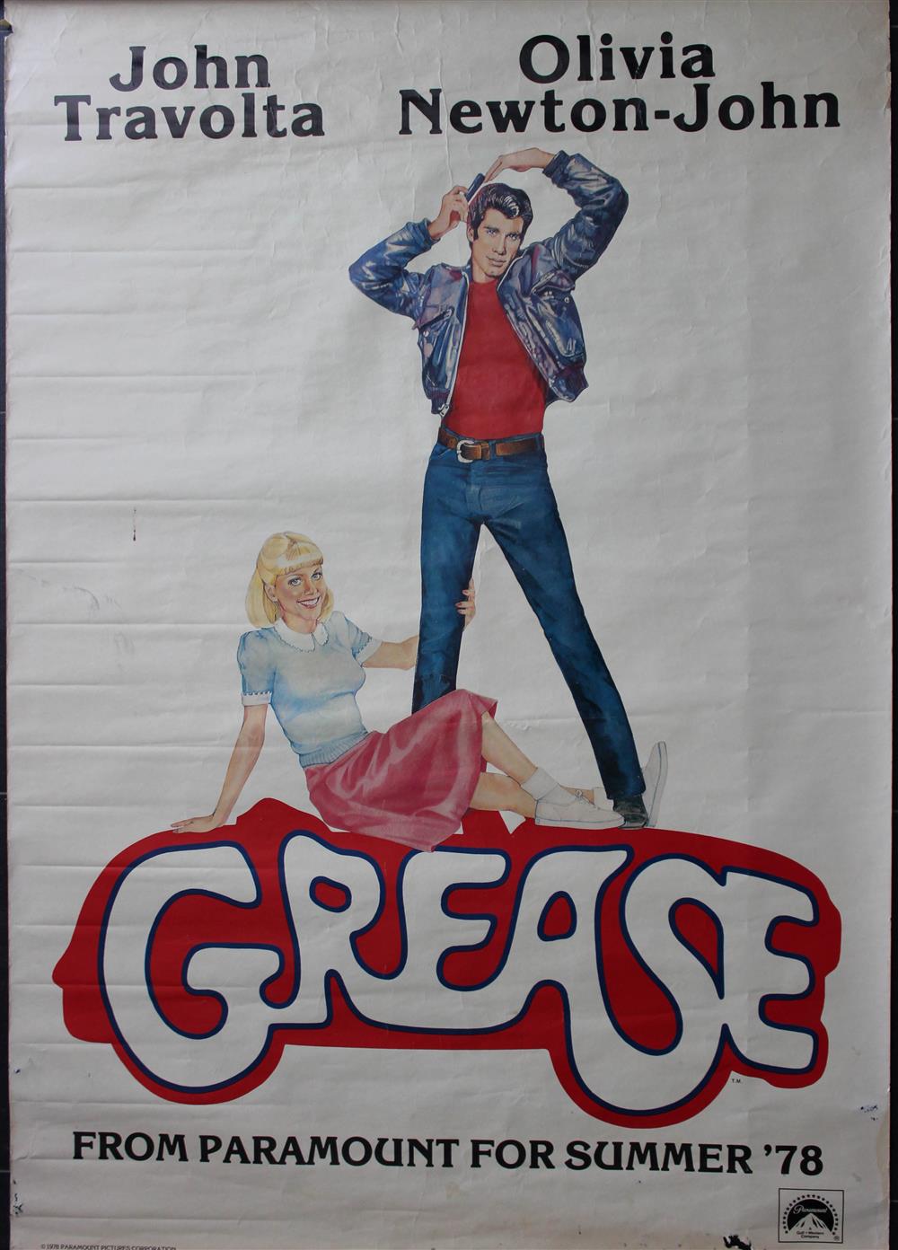 Appraisal: GREASE ORIGINAL FILM POSTER sheet poster x in