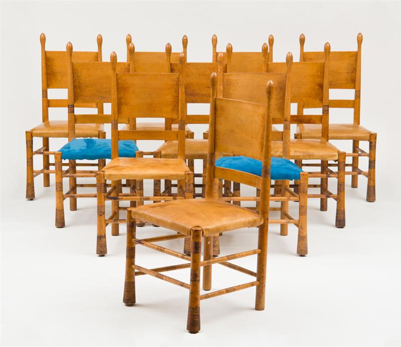 Appraisal: AMERICAN AESTHETIC MOVEMENT TEN MAPLE DINING CHAIRS IN THE MANNER