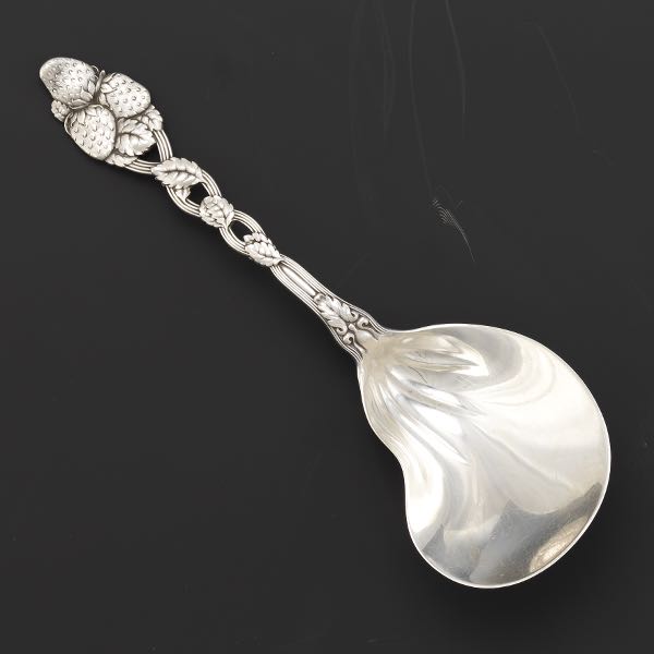 Appraisal: TIFFANY CO STERLING SILVER STRAWBERRY SERVING SPOON Strawberry vine handle