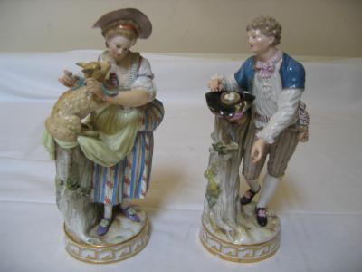 Appraisal: A PAIR OF MEISSEN FIGURES of a young female shepherdess