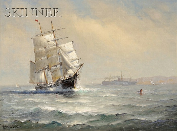 Appraisal: Marshall Johnson Jr American - Sailing Off Deer Island Boston