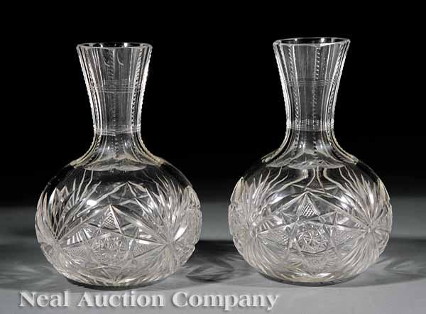 Appraisal: A Pair of American Brilliant Cut Glass Carafes globular body