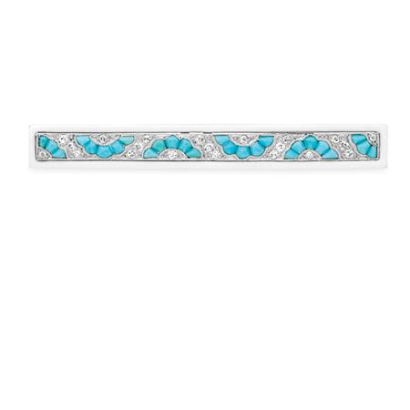 Appraisal: Art Deco Gold Platinum White Enamel Turquoise and Diamond Bar