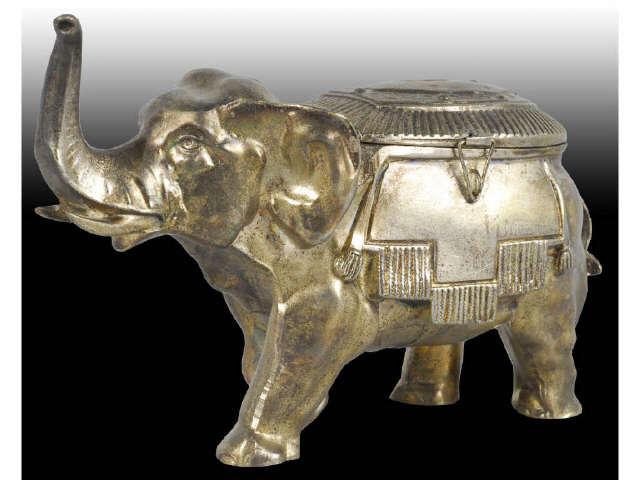 Appraisal: Lead Elephant with Raised Trunk Still Bank Description Silvered Made