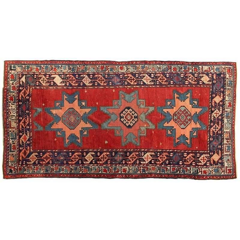 Appraisal: Antique Caucasian Lesghi Star Rug Dated circa wool foundation three