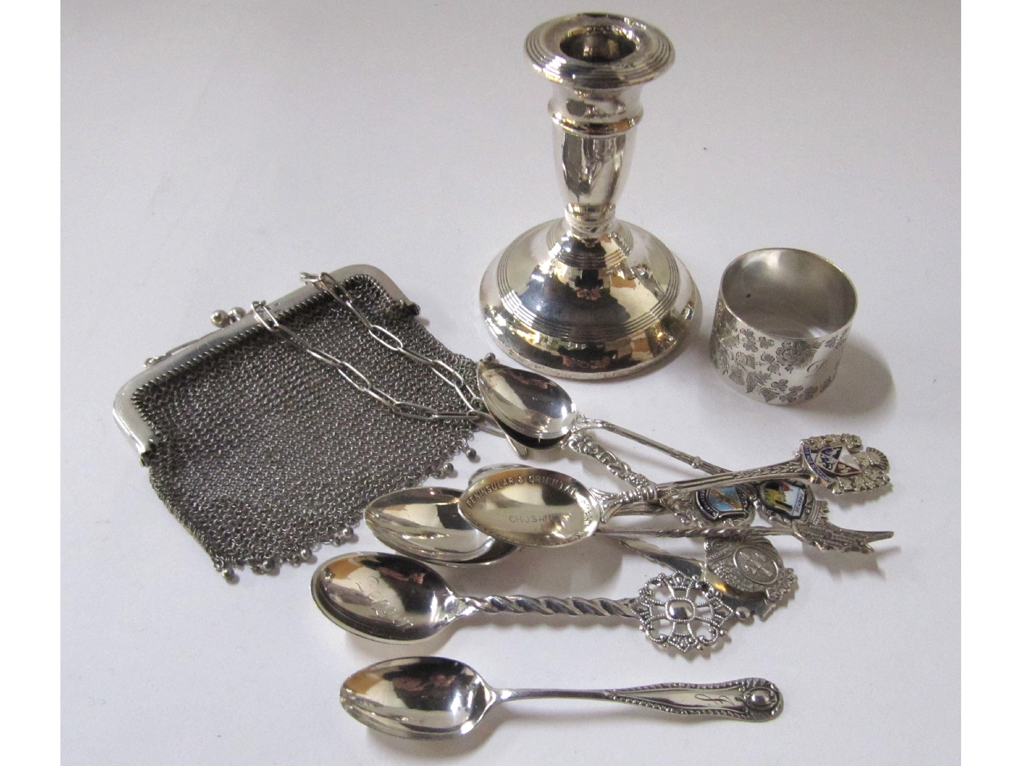 Appraisal: A lot comprising a silver candlestick Birmingham a silver and