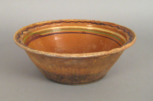 Appraisal: Redware mixing bowl th c possibly Moravian h dia