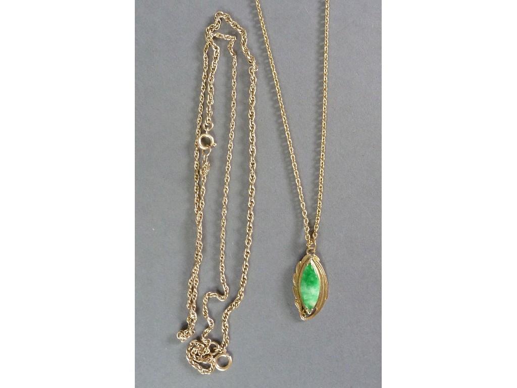 Appraisal: TWO ct GOLD CHAIN NECKLACE one with a pendant set