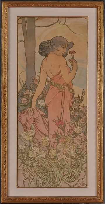 Appraisal: AFTER ALPHONSE MUCHA BEAUTIES IN THE GARDEN Two prints x