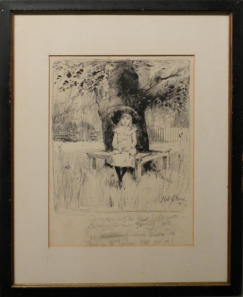 Appraisal: Albert Sterner American - ink drawing of a young girl