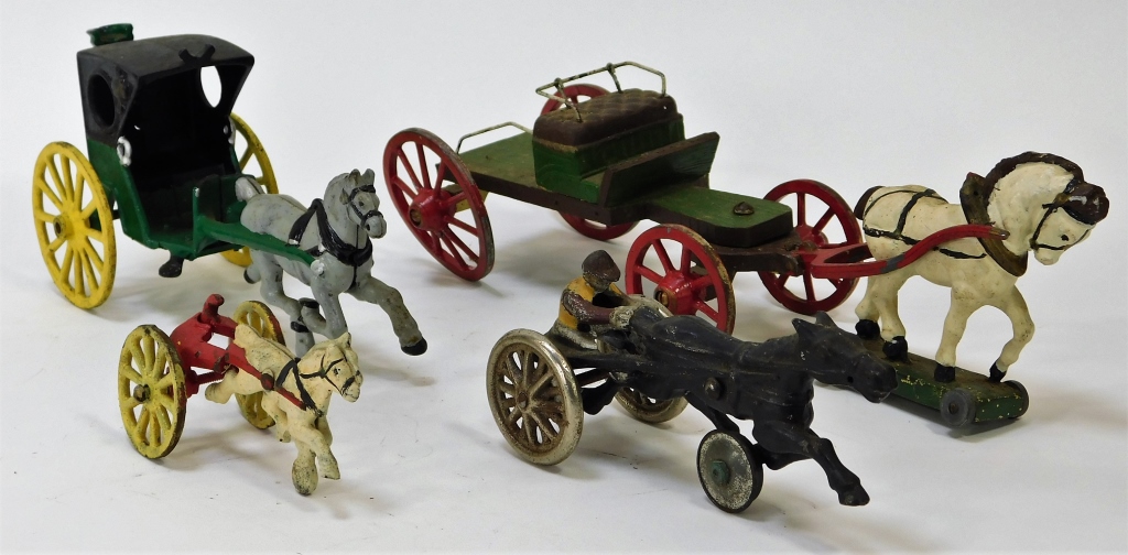 Appraisal: AMERICAN AND BELGIAN HORSE AND CARRIAGE TOYS United States Belgium