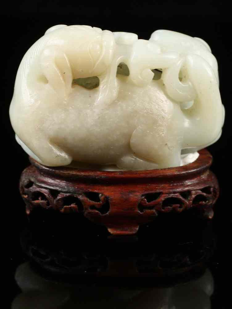 Appraisal: CHINESE JADE FIGURINE - th c Chinese Carved Jade Figurine