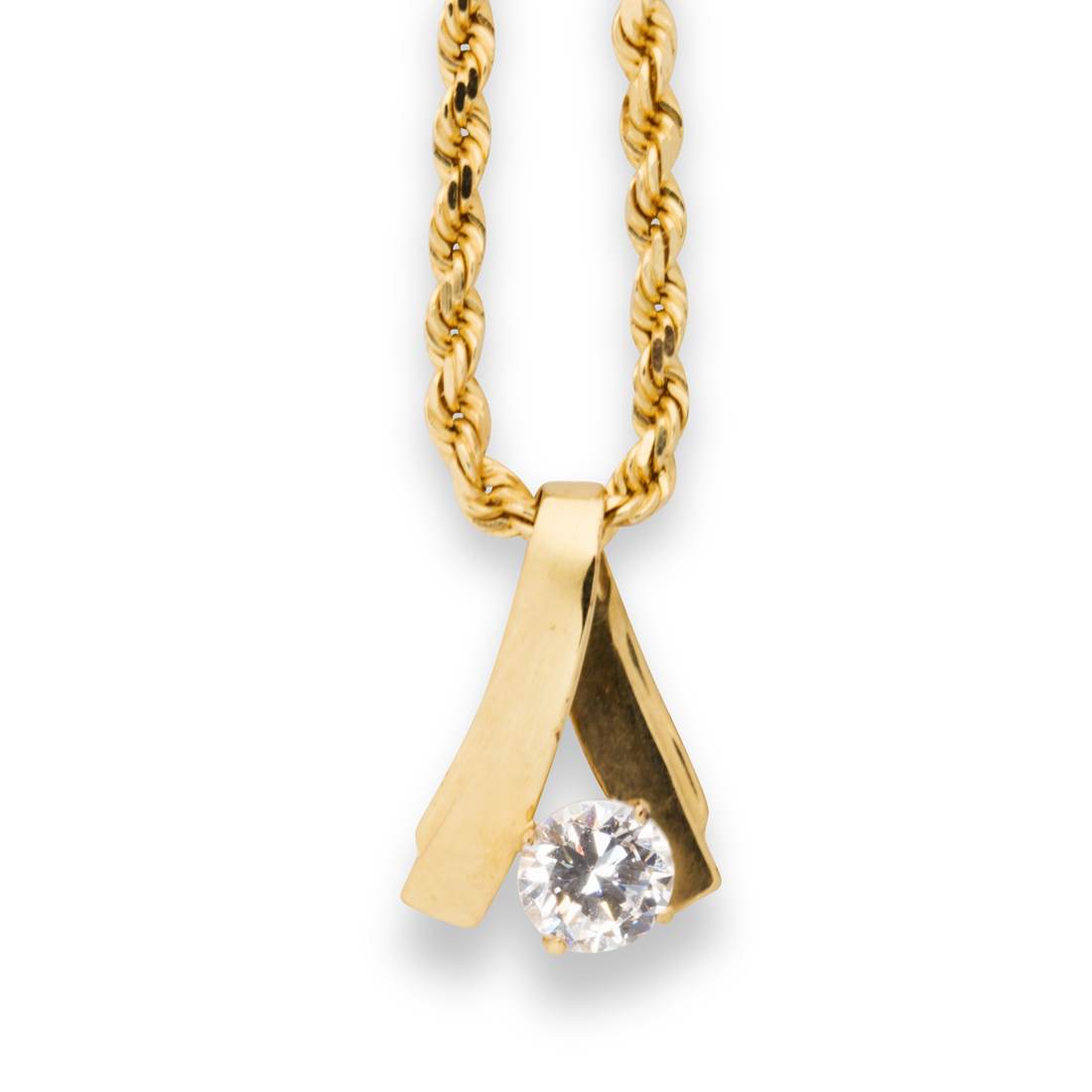 Appraisal: A CZ AND FOURTEEN KARAT GOLD PENDANT NECKLACE A CZ