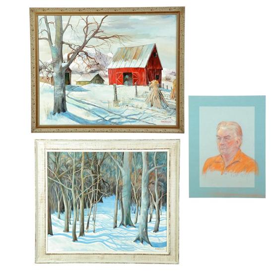 Appraisal: TWO WINTER LANDSCAPES BY STEPHEN SHERROW INDIANA - Oil on