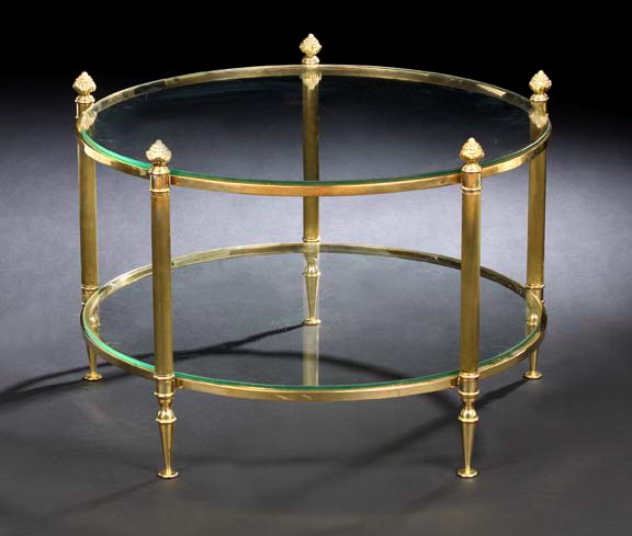 Appraisal: Louis XVI-Style Gilt-Metal and Glass Cocktail Table early th century