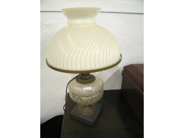 Appraisal: Victorian Oil Lamp milk glass shade electrified