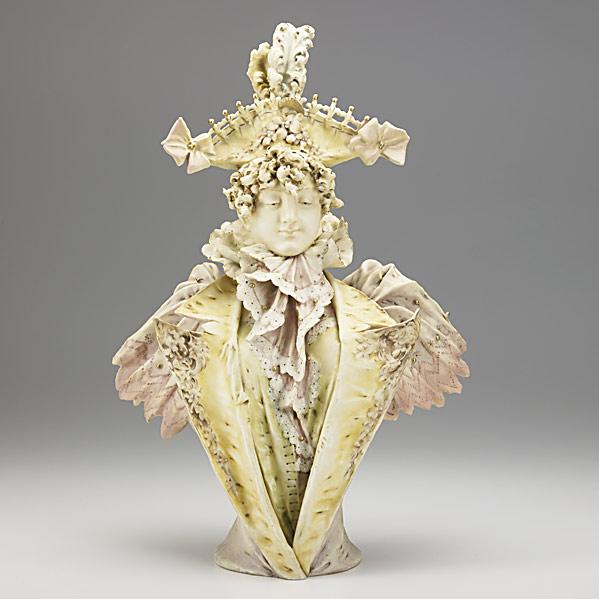 Appraisal: RIESSNER STELLMACHER KESSELPorcelain Amphora bust of a ladySigned E StellmacherRed