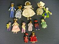 Appraisal: TINY CLOTH DOLL HOUSE DOLLS Each is dressed one pair