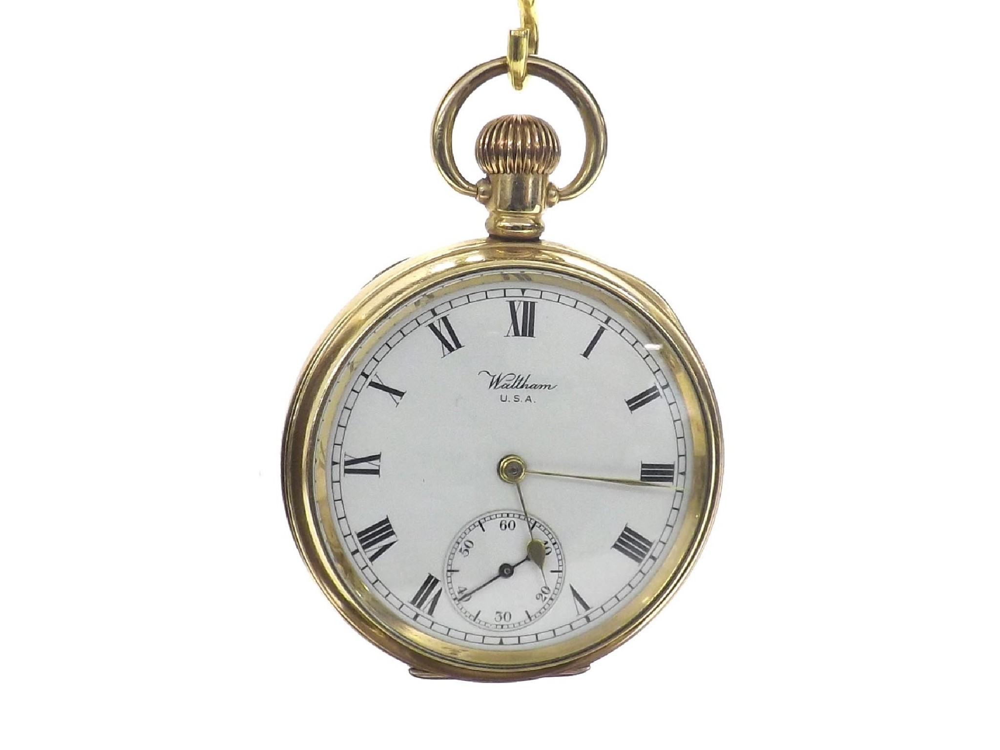 Appraisal: Waltham gold plated lever pocket watch circa jewel movement no