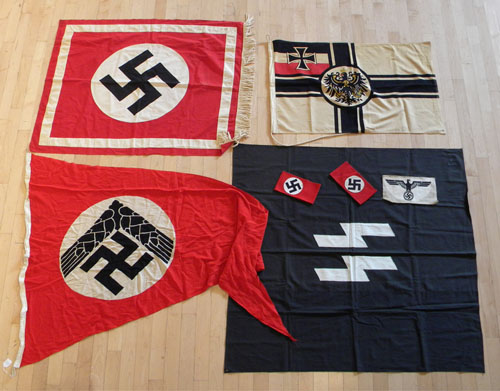 Appraisal: German World War II flags bands etc mostly German