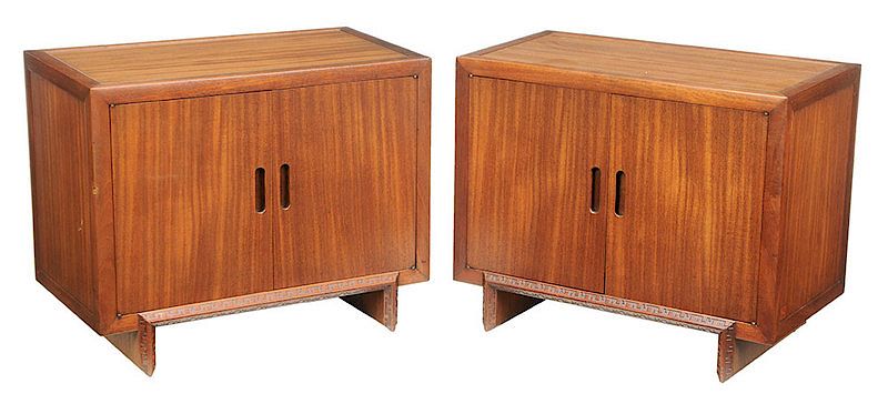 Appraisal: Pair Frank Lloyd Wright Designed Cabinets early th century by