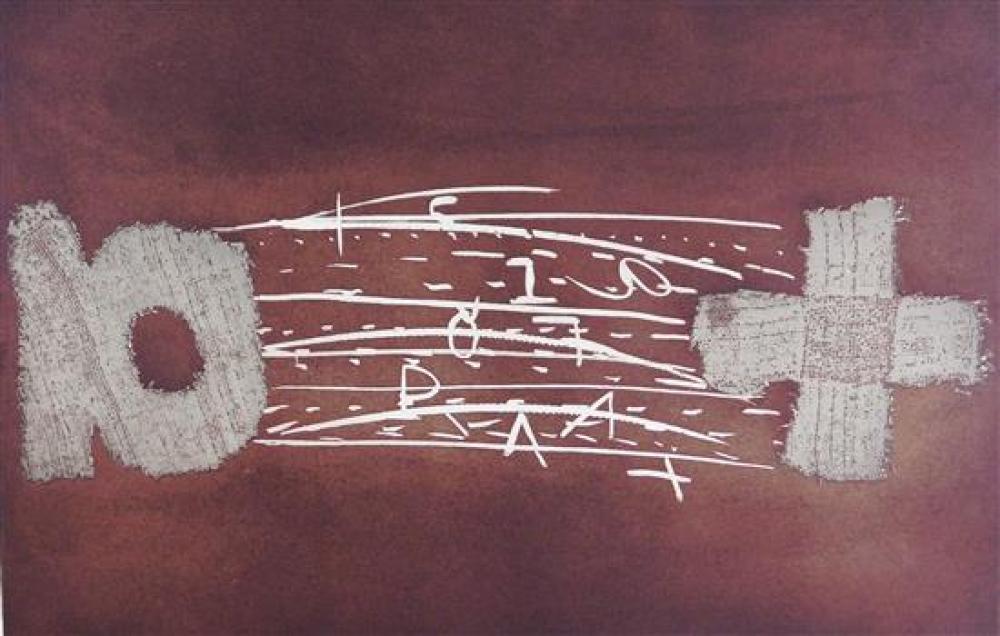 Appraisal: Antoni Tapies Spain - Untitled Lithograph with collage c Ed