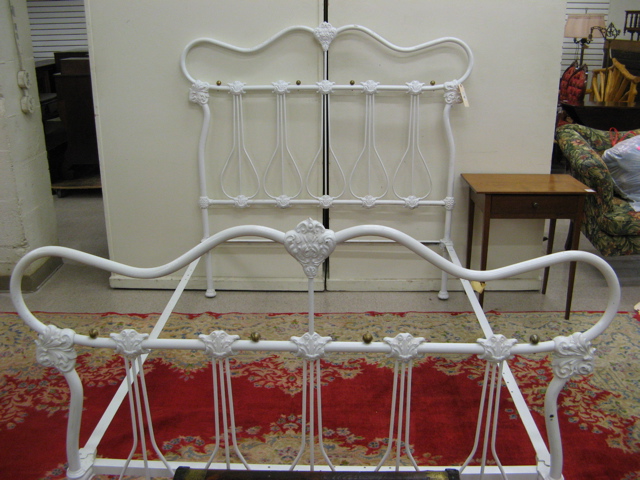 Appraisal: VICTORIAN STYLE IRON BED WITH RAILS full double size with