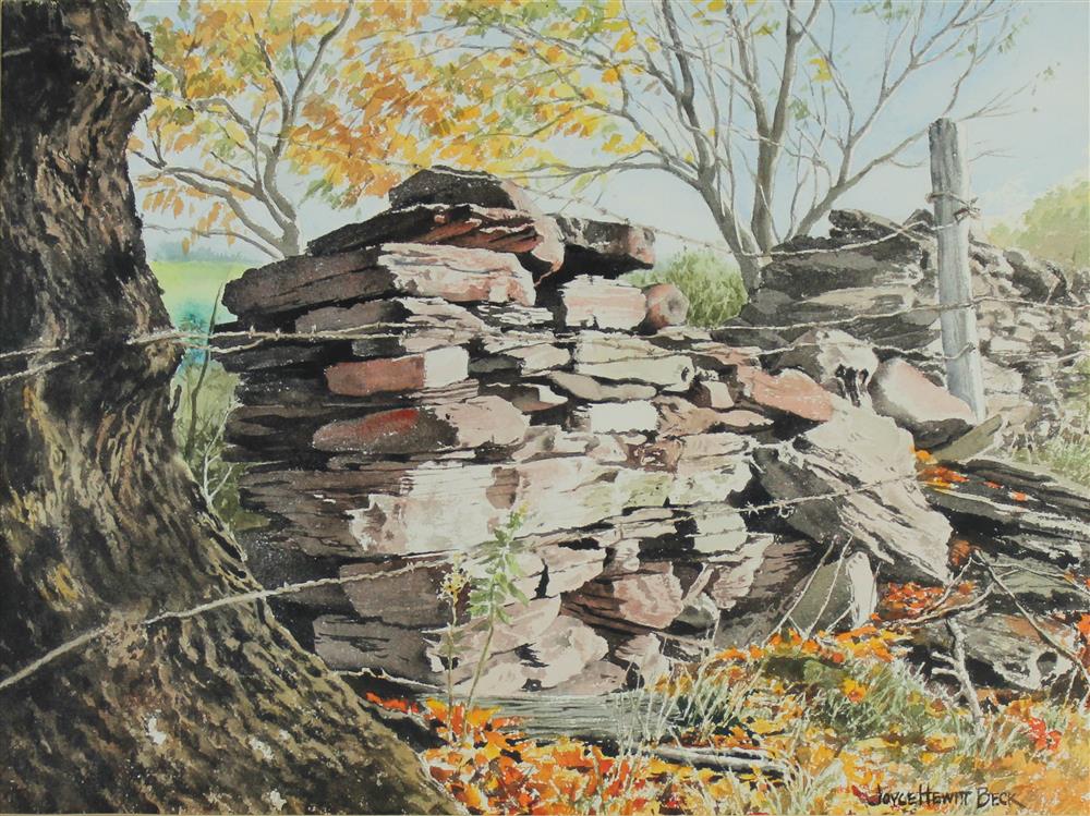 Appraisal: JOYCE HEWITT BECK AMERICAN TH ST CENTURY STONE FENCE Watercolor