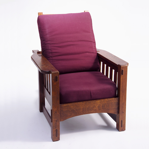 Appraisal: HARDEN Morris chair with broad rounded arms drop-in spring cushion