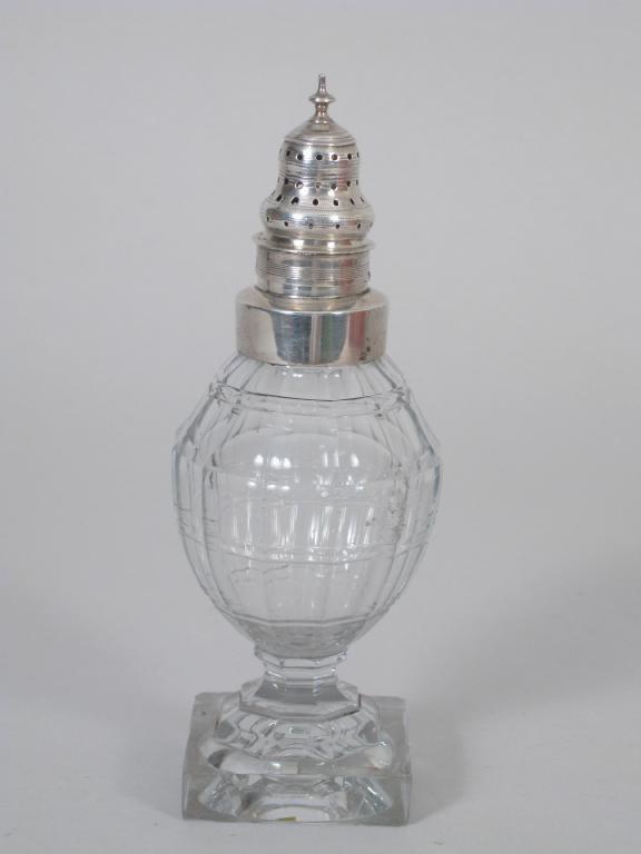 Appraisal: A George III silver lidded cut glass Sugar Caster of