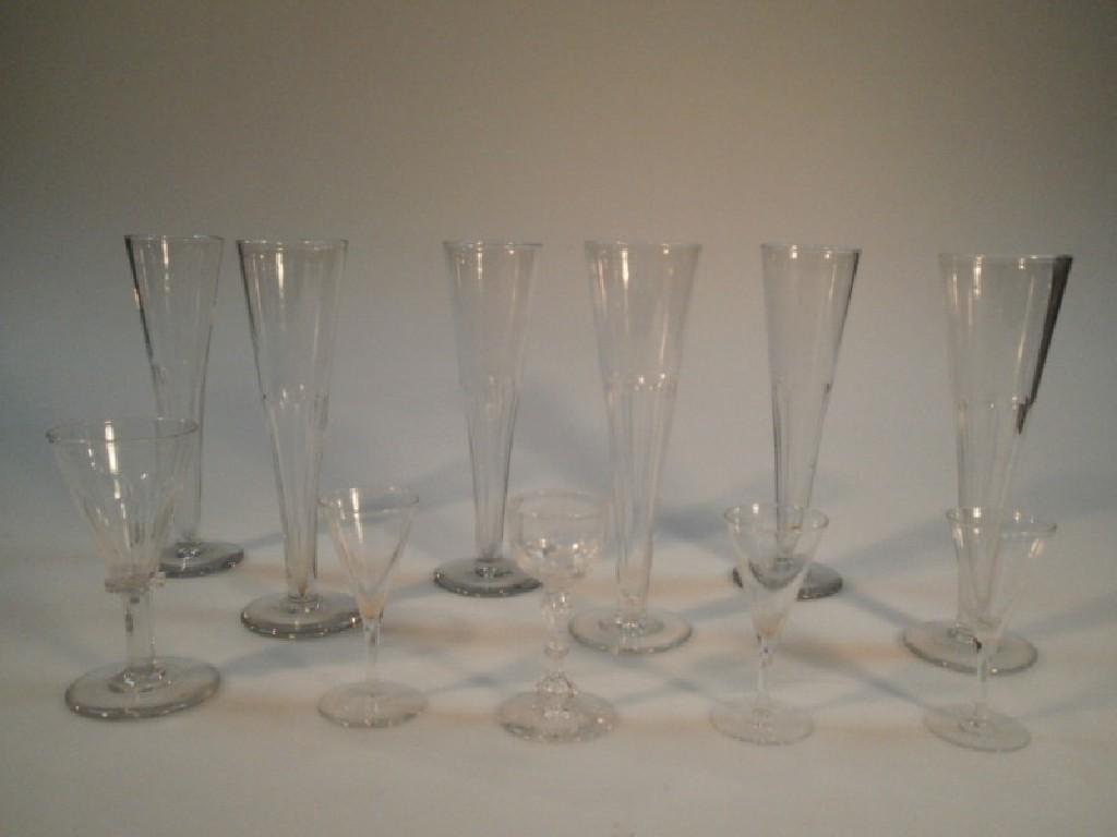 Appraisal: A set of six thC conical champagne flutes with slice