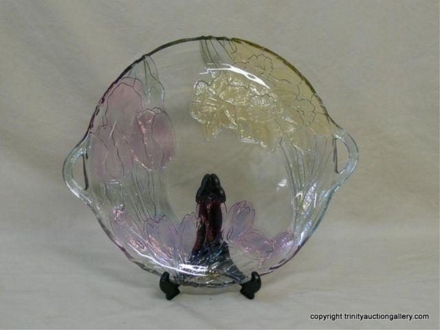 Appraisal: Tulip Lilly Floral Glass Serving Platter - round platter with