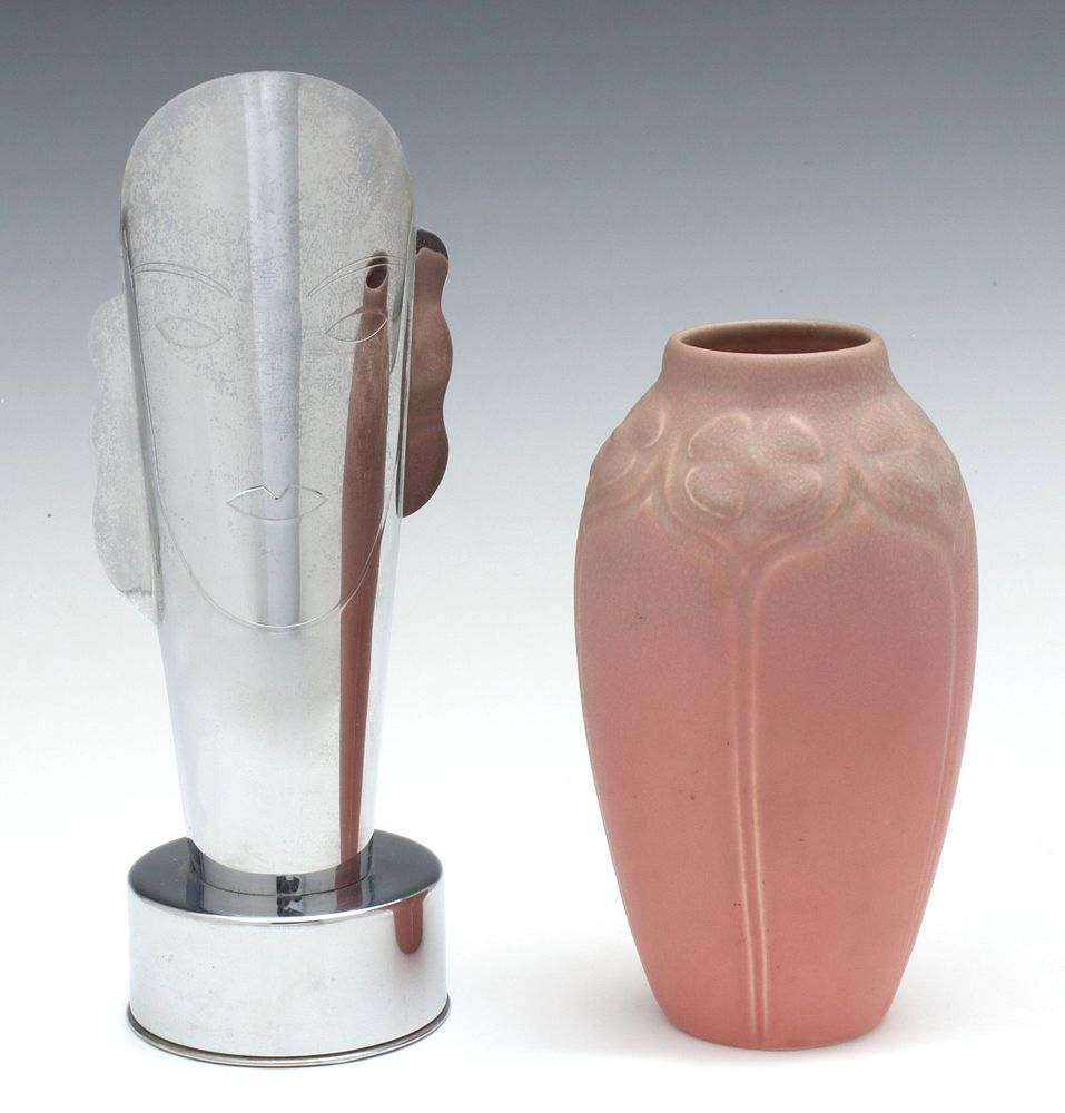 Appraisal: A ROOKWOOD POTTERY VASE PAIRED WITH AN ART DECO LIGHT