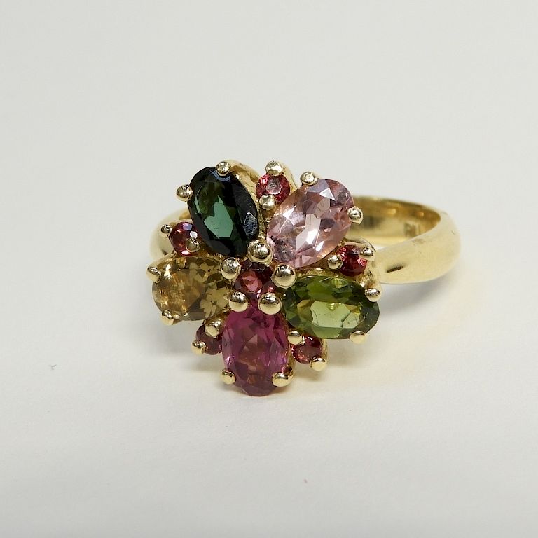 Appraisal: Estate Tourmaline Peridot Gem Stone K Gold Ring th Century