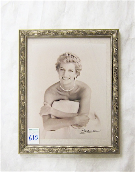 Appraisal: PRINCESS DIANA AUTOGRAPHED PORTRAIT photographed by Patrick Demarchelier French born