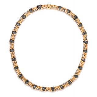 Appraisal: An Karat Yellow Gold Diamond and Hematite Collar Necklace Bvlgari