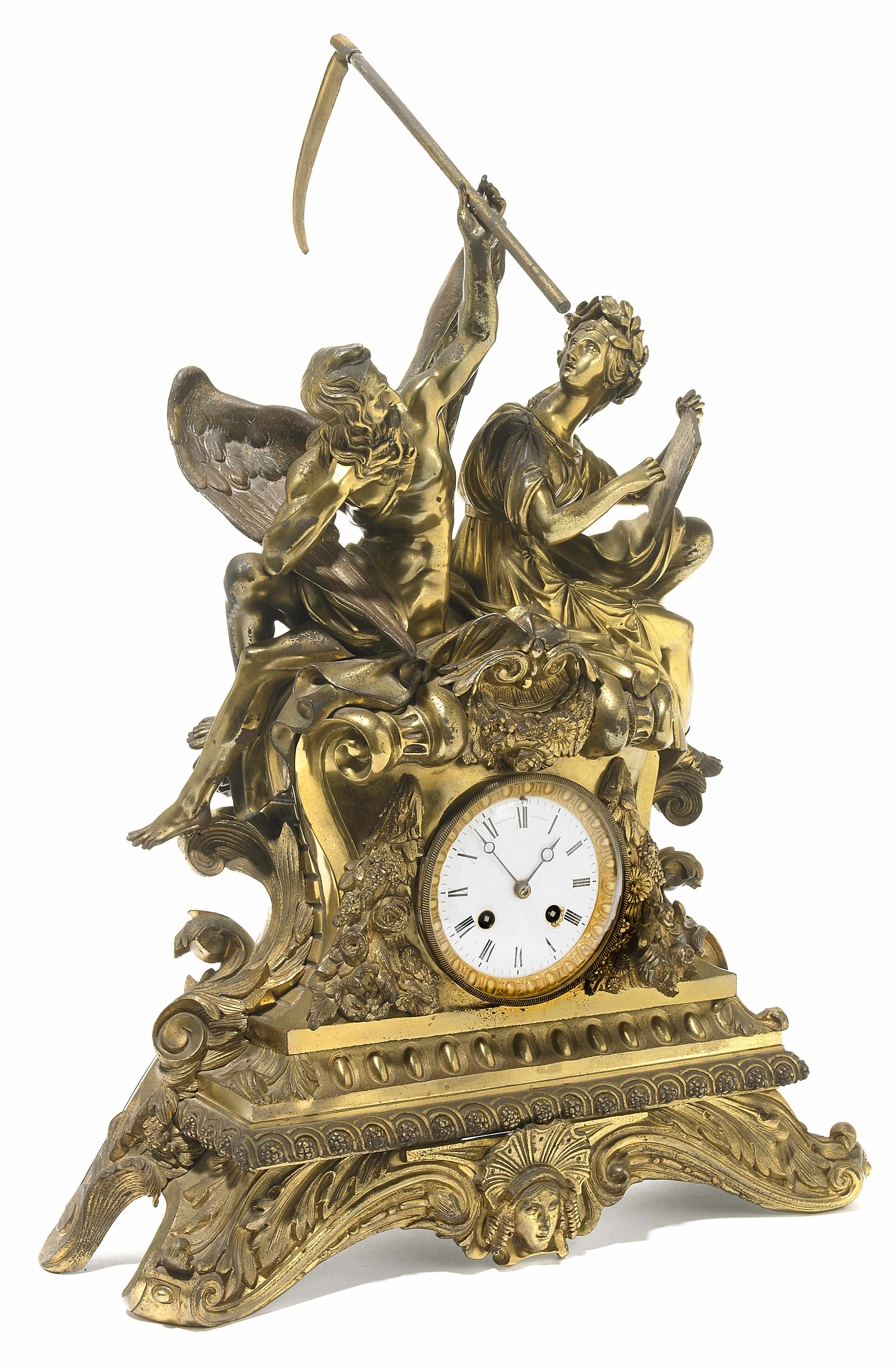 Appraisal: A Napoleon III gilt bronze mantel clock third quarter th