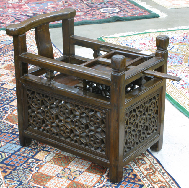 Appraisal: CHINESE INFANT BOX CHAIR of rectangular box form with integral