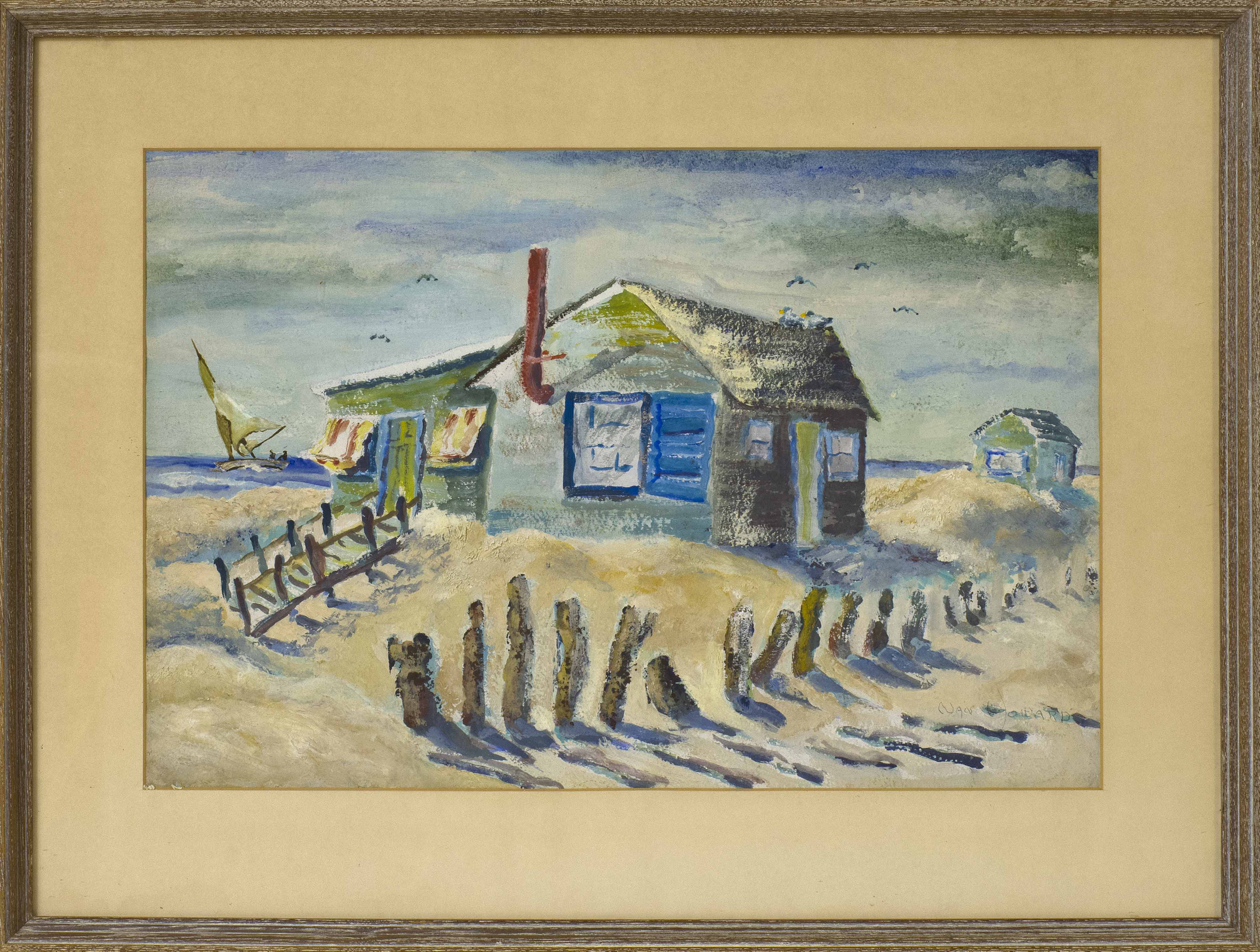 Appraisal: NAN HOWARDAmerican ContemporaryBeach shacks Signed lower right Nan Howard Watercolor