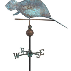 Appraisal: A Full-Bodied Copper Beaver Weathervane th Century with associated stand