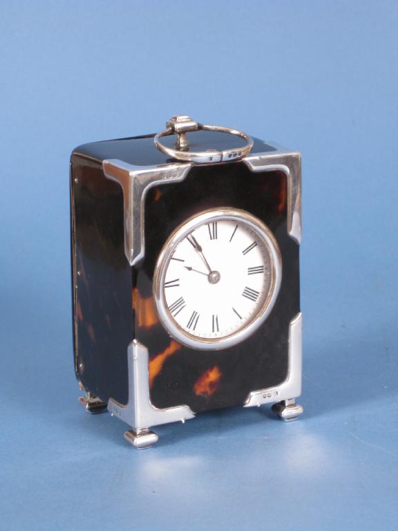 Appraisal: A Victorian silver and tortoiseshell cased Carriage Clock with white