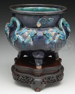 Appraisal: FAHUA GLAZED FOOTED CENSER FAHUA GLAZED FOOTED CENSER China Late