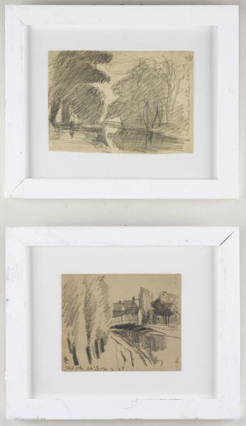 Appraisal: Oscar F Bluemner NY - Sketches both black crayon drawings