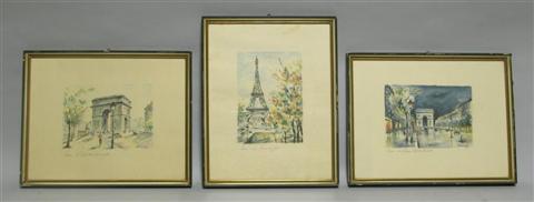 Appraisal: SIX PARIS SCENES Print x in Framed