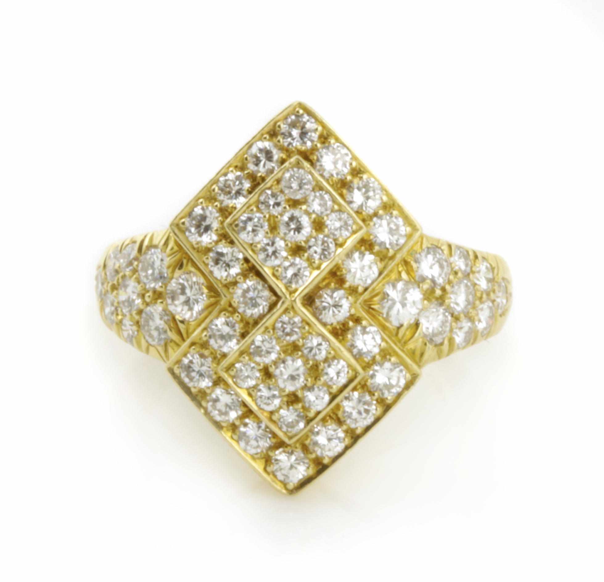 Appraisal: A diamond and k gold shield ring estimated total diamond