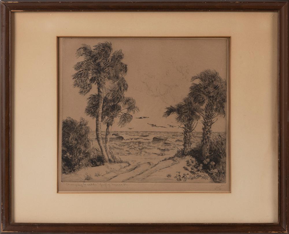 Appraisal: WALTER RONALD LOCKE FLORIDA MASSACHUSETTS - CHANGING WEATHER ETCHING ON