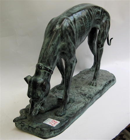 Appraisal: BRONZE SCULPTURE AFTER ANTOINE-LOUIS BARYE - of a greyhound devouring